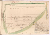 Pogny, plan des contrées dites des communes levé par Jacques Roze, 1742. Plan et carte figurative du quartier des Mondelains.