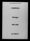 Corfélix. Mariages 1893-1901