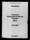 Chamery. Naissances, publications de mariage, mariages, décès 1843-1852