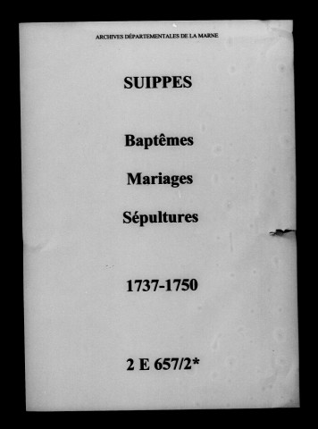 Suippes. Baptêmes, mariages, sépultures 1737-1750