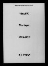 Vraux. Mariages 1793-1822