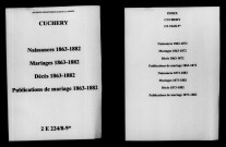 Cuchery. Naissances, mariages, décès, publications de mariage 1863-1872