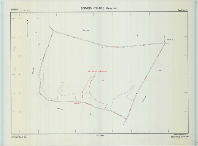 Sommepy-Tahure (51544). Section ZI échelle 1/2000, plan remembré pour 1985, plan régulier (calque)
