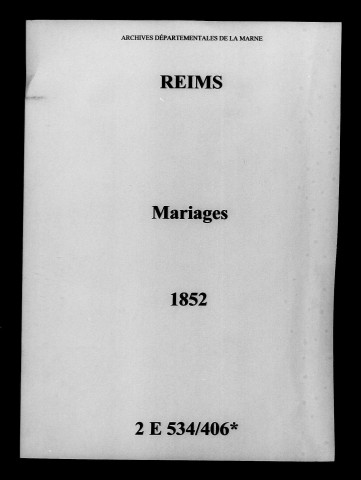 Reims. Mariages 1852
