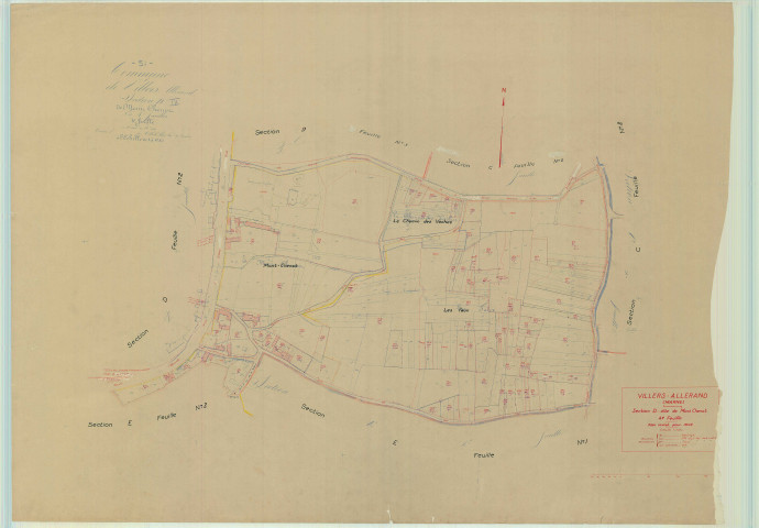 Villers-Allerand (51629). Section D4 échelle 1/1250, plan mis à jour pour 1948, plan non régulier (papier).