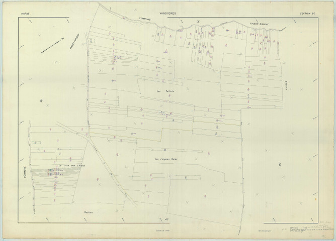 Vandières (51592). Section BC échelle 1/1000, plan renouvelé pour 1969, plan régulier (papier armé).