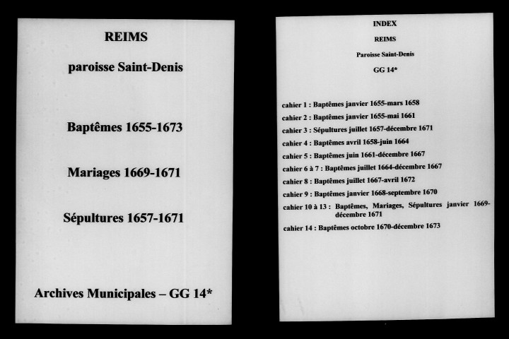 Reims. Saint-Denis. Baptêmes, mariages, sépultures 1655-1673