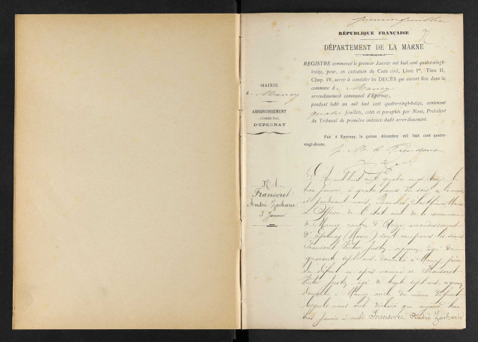 Mancy. Décès 1893-1929