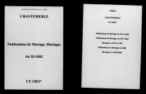 Chantemerle. Publications de mariage, mariages an XI-1862