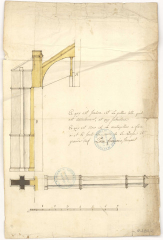Eglise Notre-Dame : contestation entre les chanoines et la fabrique à propos de la réparation d'un pilier, 1766-1770.