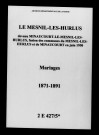 Mesnil-lès-Hurlus (Le). Mariages 1871-1891