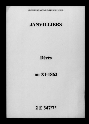 Janvilliers. Décès an XI-1862