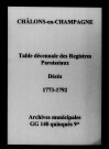 Châlons-sur-Marne. Tables décennales des registres paroissiaux des décès 1773-1792