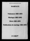 Marfaux. Naissances, mariages, décès, publications de mariage 1883-1892