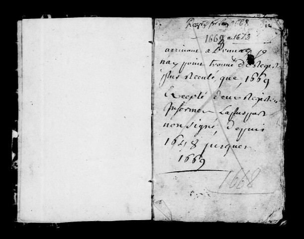 Prunay. Baptêmes, mariages, sépultures 1668-1673