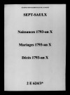 Sept-Saulx. Naissances, mariages, décès 1793-an X