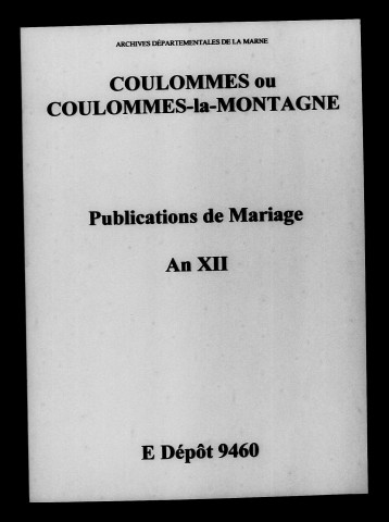 Coulommes. Publications de mariage an XII