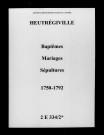 Heutrégiville. Baptêmes, mariages, sépultures 1750-1792