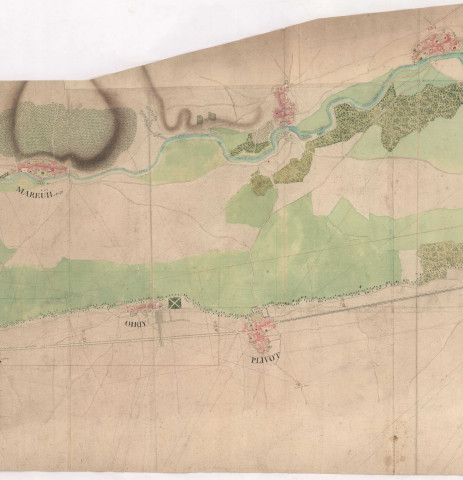 RN 3. Plan d'ensemble entre Châlons et Epernay, XVIIIè s.