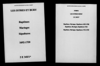 Istres-et-Bury (Les). Baptêmes, mariages, sépultures 1692-1759