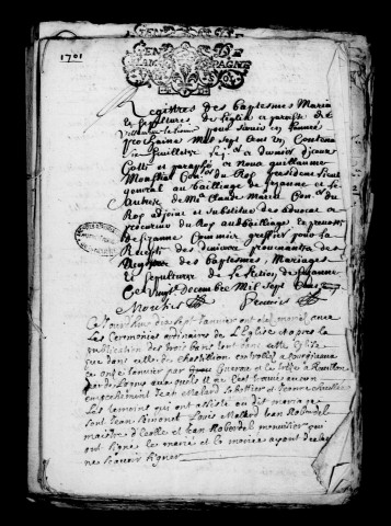 Villeneuve-la-Lionne. Baptêmes, mariages, sépultures 1701-1747