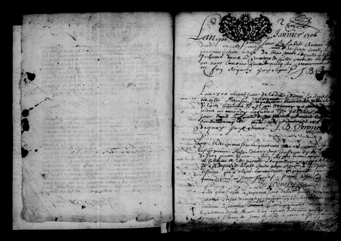 Ay. Baptêmes, mariages, sépultures 1706-1707