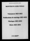 Montigny-sur-Vesle. Naissances, publications de mariage, mariages, décès 1823-1832