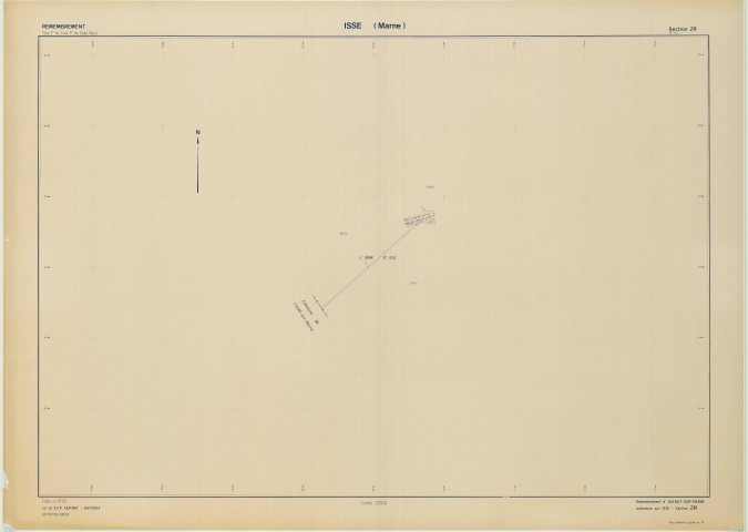Isse (51301). Section ZR échelle 1/2000, plan remembré pour 1992 (remembrement d'Aulnay-sur-Marne), plan régulier (papier)