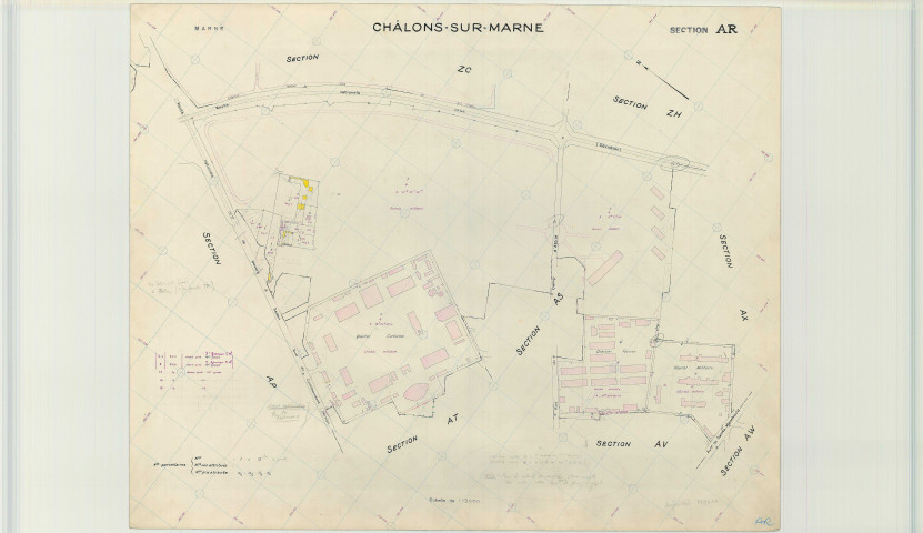 Châlons-en-Champagne (51108). Section AR échelle 1/2000, plan rénové pour 1964, plan régulier (papier armé)
