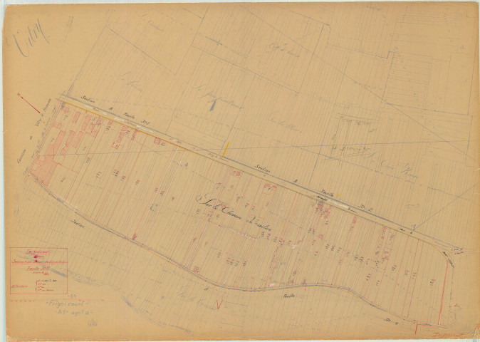 Frignicourt (51262). Section A3 échelle 1/1250, plan mis à jour pour 1936, plan non régulier (papier)