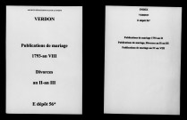 Verdon. Publications de mariage, divorces 1793-an VIII