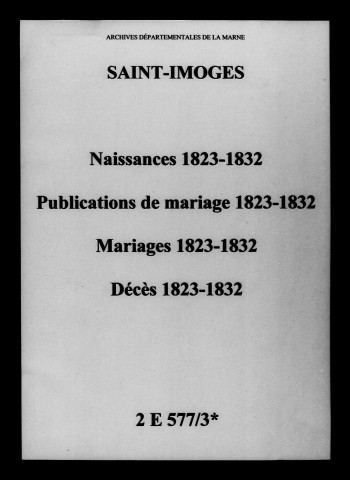 Saint-Imoges. Naissances, publications de mariage, mariages, décès 1823-1832