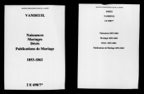Vandeuil. Naissances, mariages, décès, publications de mariage 1853-1862