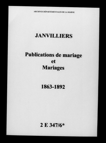 Janvilliers. Publications de mariage, mariages 1863-1892