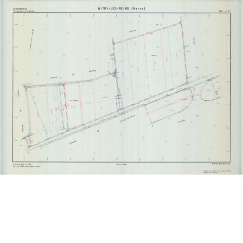 Witry-lès-Reims (51662). Section YD échelle 1/2000, plan remembré pour 1999, plan régulier de qualité P5 (calque).
