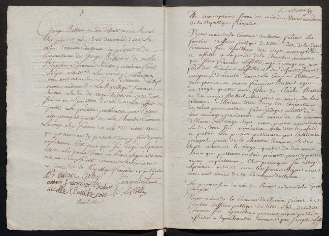 Chemin (Le). Publications de mariage an XII-1927