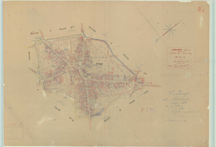Lavannes (51318). Section E2 échelle 1/1250, plan mis à jour pour 1942, plan non régulier (papier).