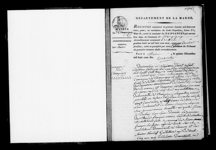 Champigny. Naissances, publications de mariage, mariages, décès 1811-1819