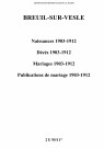 Breuil-sur-Vesle. Naissances, décès, mariages, publications de mariage 1903-1912