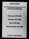Arzillières. Naissances, mariages, décès et tables décennales des naissances, mariages, décès 1873-1882