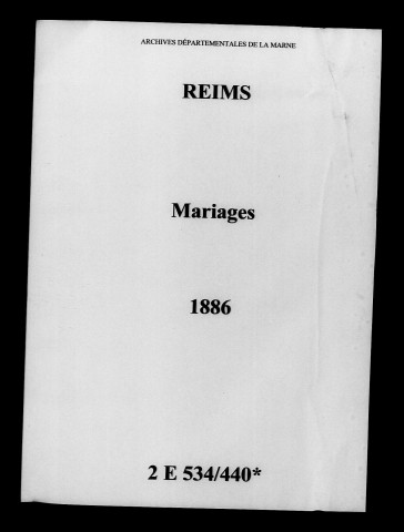 Reims. Mariages 1886