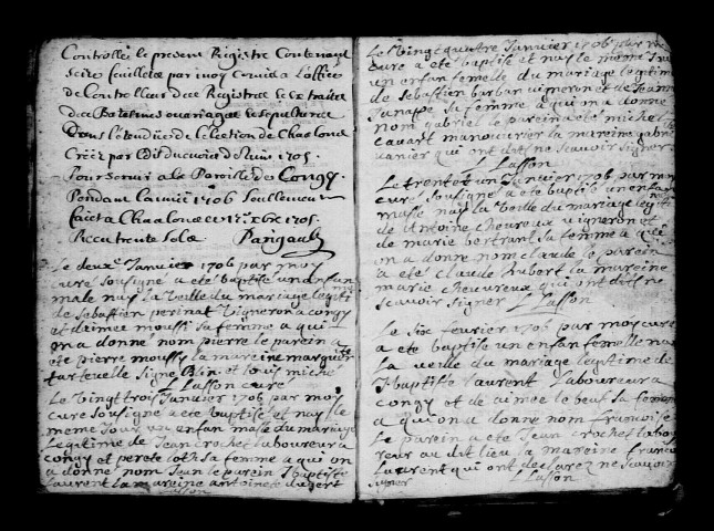 Congy. Baptêmes, mariages, sépultures 1706-1722