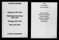 Sainte-Gemme. Naissances, publications de mariage, mariages, décès 1813-1822