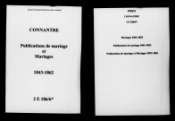Connantre. Publications de mariage, mariages 1843-1862