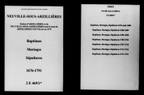 Neuville-sous-Arzillières. Baptêmes, mariages, sépultures 1676-1791