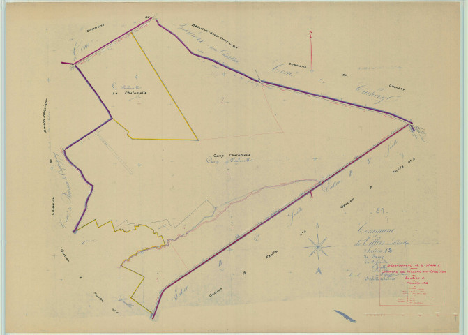Villers-sous-Châtillon (51637). Section A2 échelle 1/2500, plan mis à jour pour 1957, plan non régulier (papier).