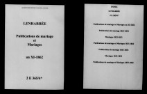Lenharrée. Publications de mariage, mariages an XI-1862