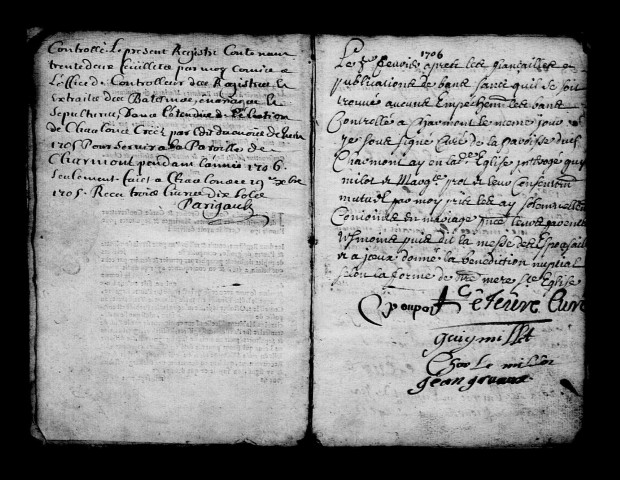 Charmont. Baptêmes, mariages, sépultures 1706-1718