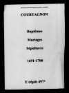 Courtagnon. Baptêmes, mariages, sépultures 1691-1700