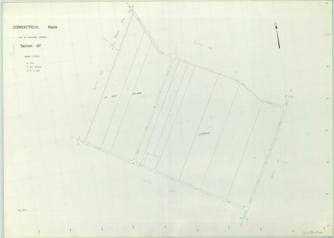 Cormontreuil (51172). Section AP échelle 1/1000, plan remanié pour 1985, plan régulier de qualité P4 (papier armé).